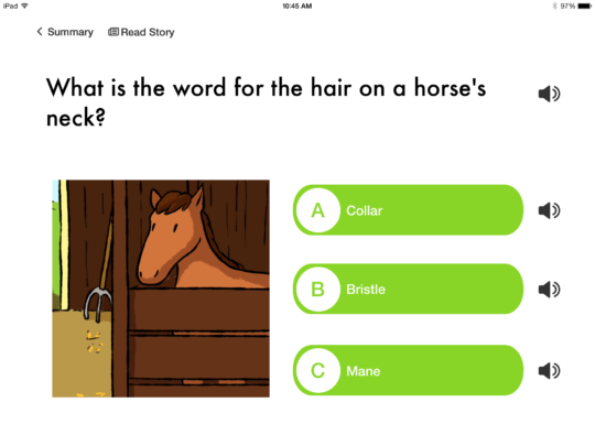 Learning vocabulary with the app